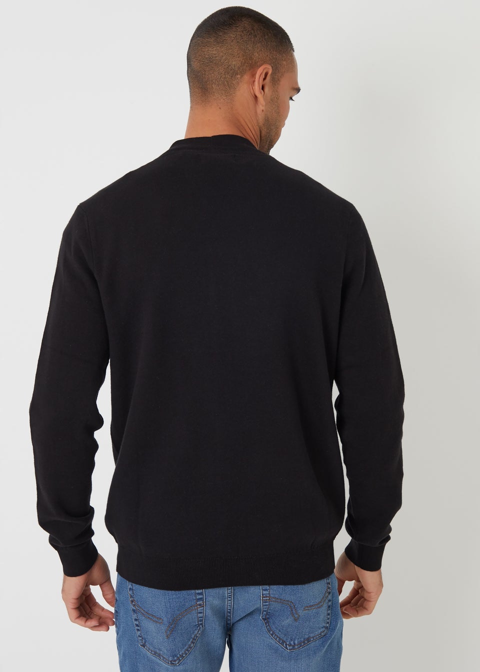 Threadbare Black Cotton Blend Knitted Cardigan