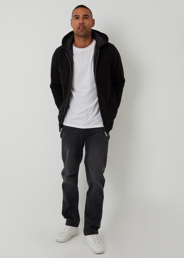 Threadbare Black Padded Knitted Jacket With Puffer Lining