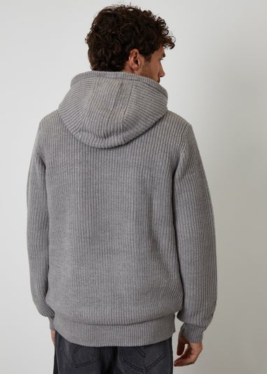 Threadbare Grey Padded Knitted Jacket With Puffer Lining