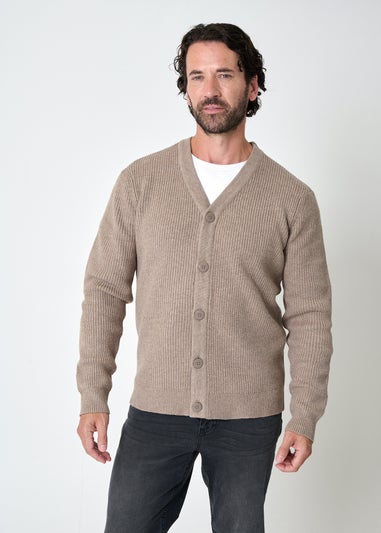 Threadbare Taupe Rib Knit Button Up Cardigan