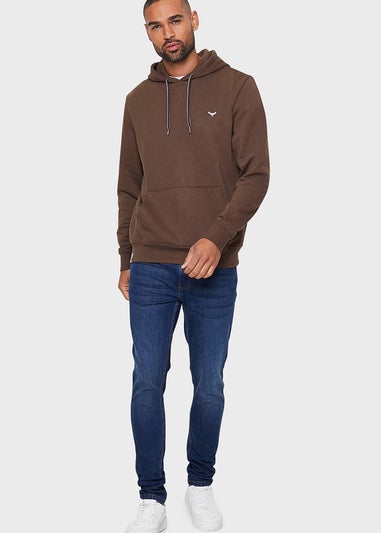 Threadbare Chocolate Cotton Blend Pullover Hoody