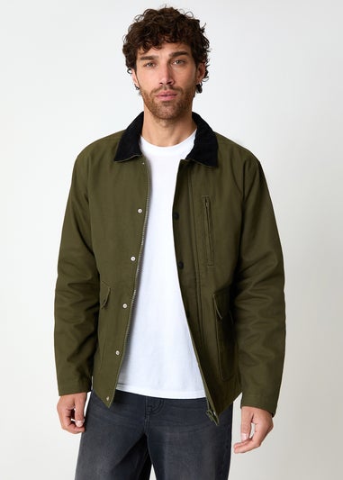 Threadbare Khaki Cotton Twill Lightweight Jacket