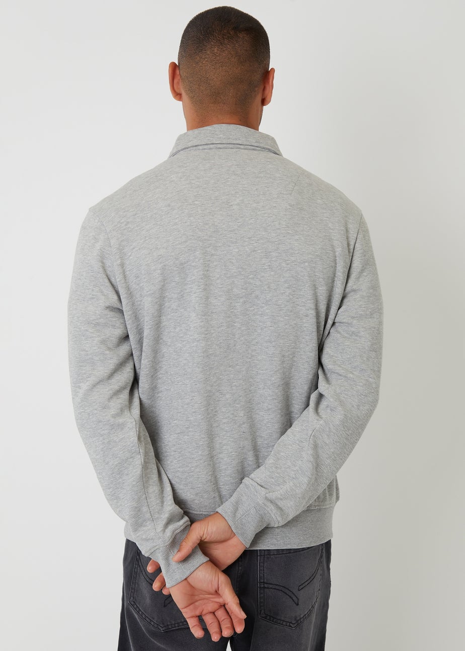 Threadbare Grey Quarter Zip Collared Sweatshirt
