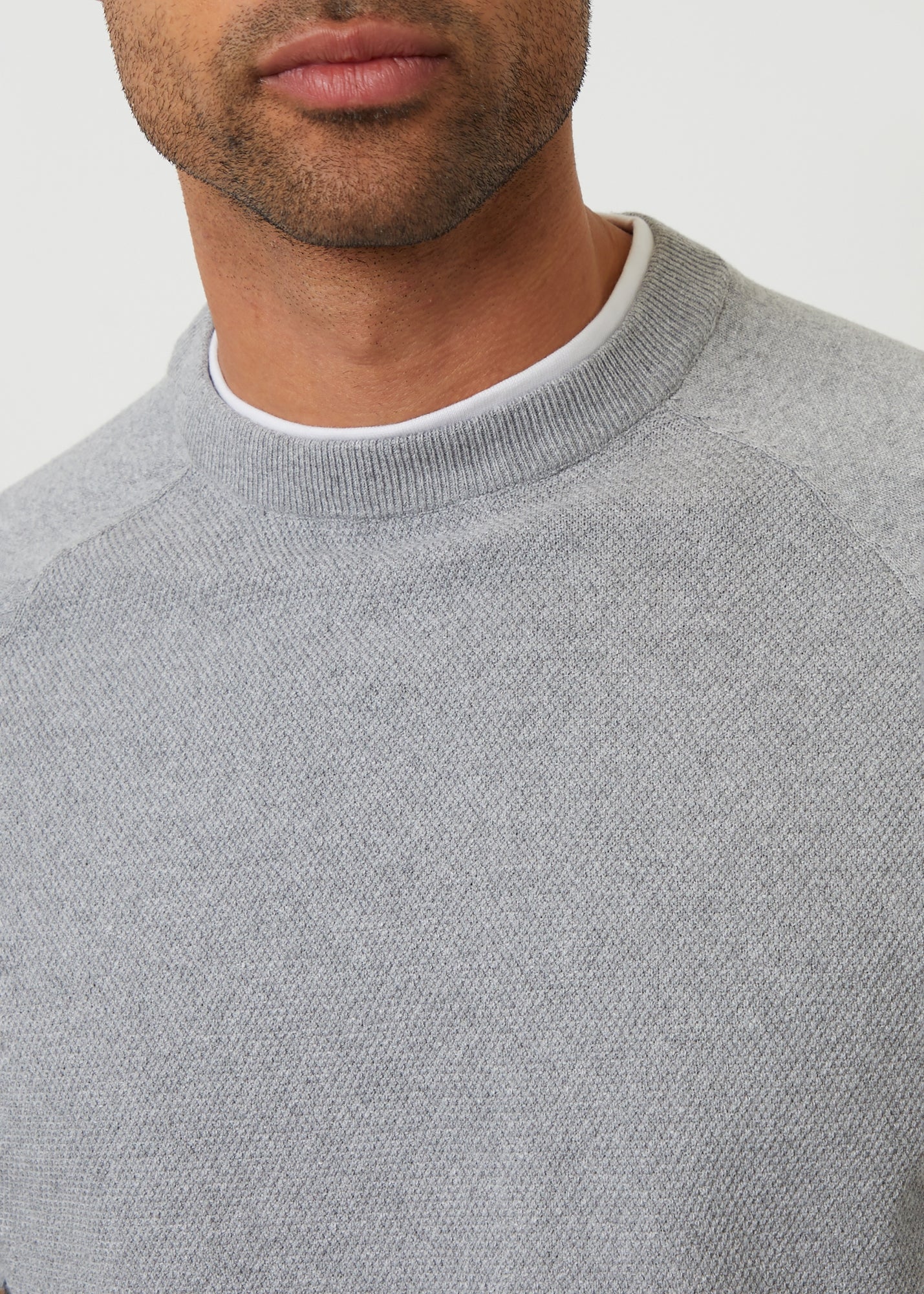 Threadbare Grey Mock Tee Textured Knit Crew Neck Jumper - Matalan