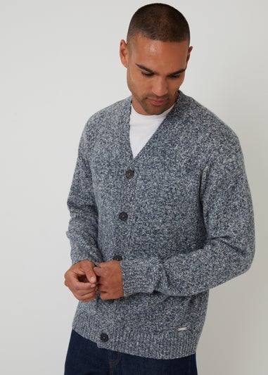 Threadbare Navy Cotton Blend Knitted Button Up Cardigan