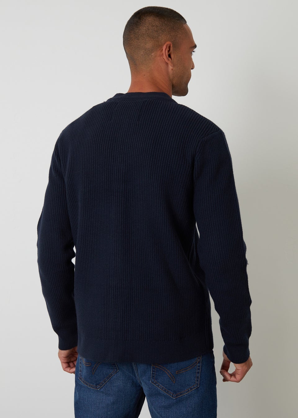 Threadbare Navy Rib Knit Button Up Cardigan