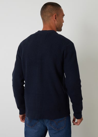 Threadbare Navy Rib Knit Button Up Cardigan