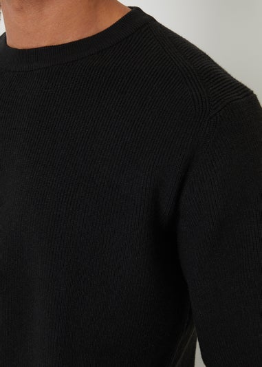 Threadbare Black Rib Knit Crew Neck Jumper
