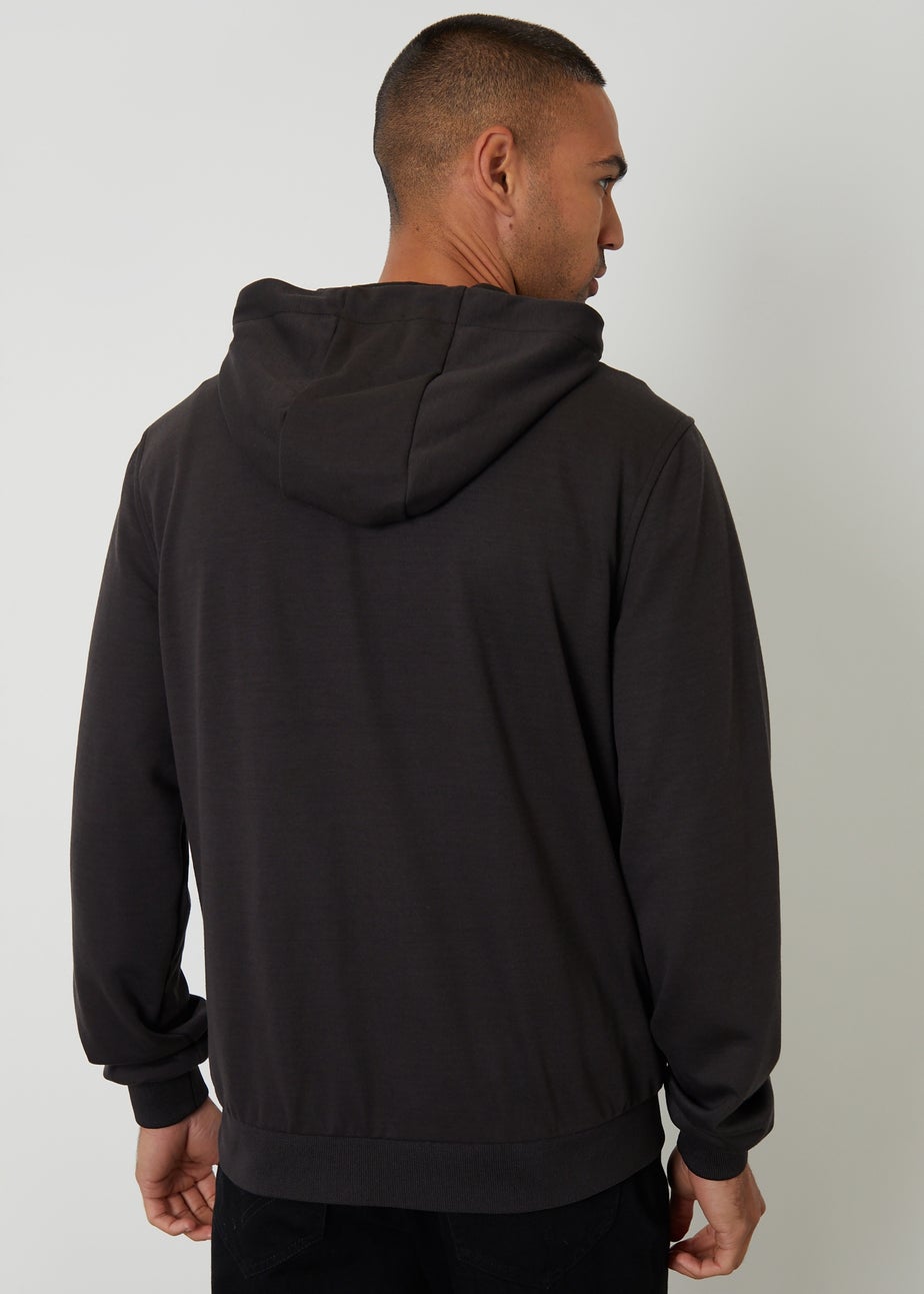 Threadbare Black Quilted Hybrid Hooded Jacket