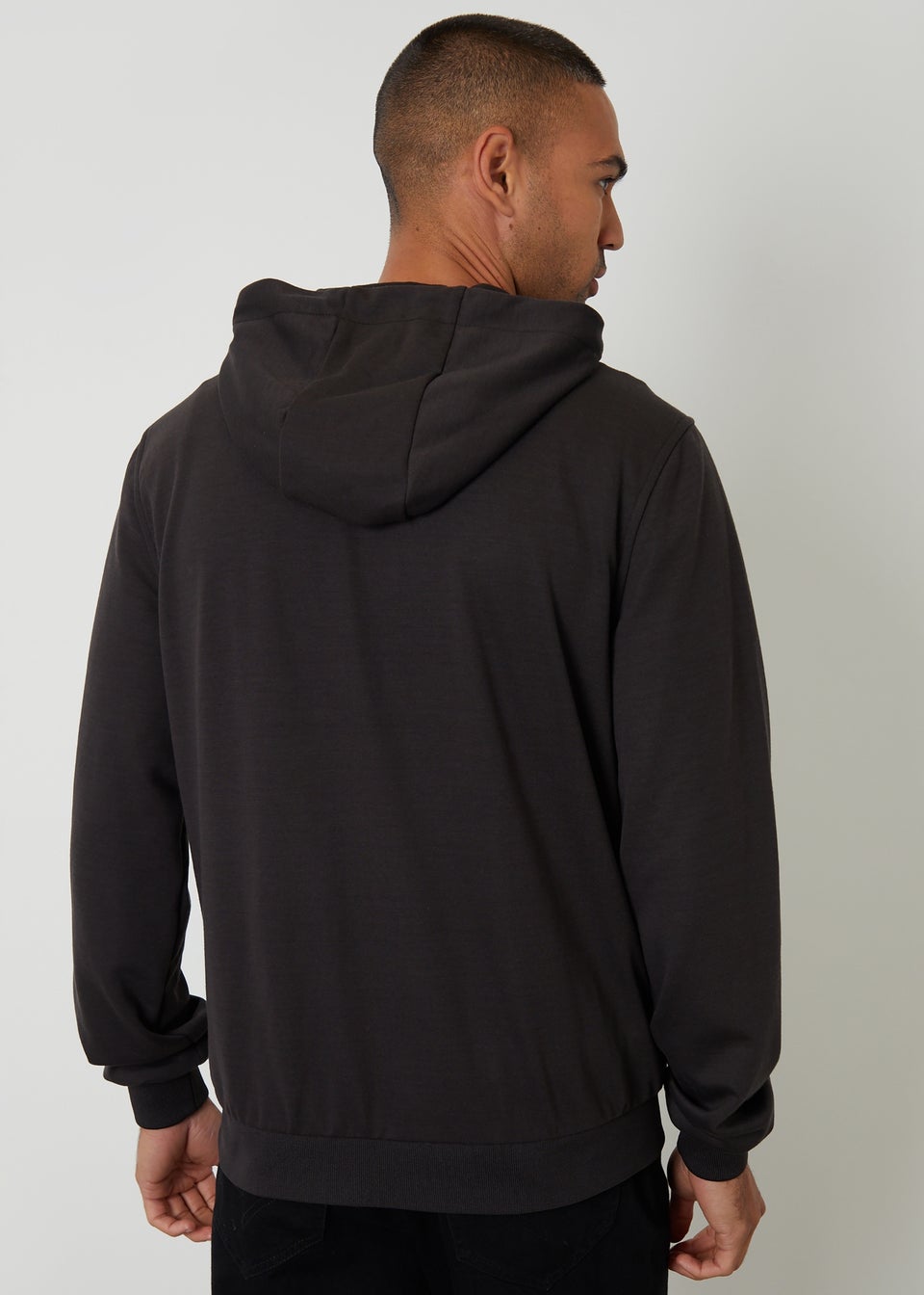 Threadbare Black Quilted Hybrid Hooded Jacket