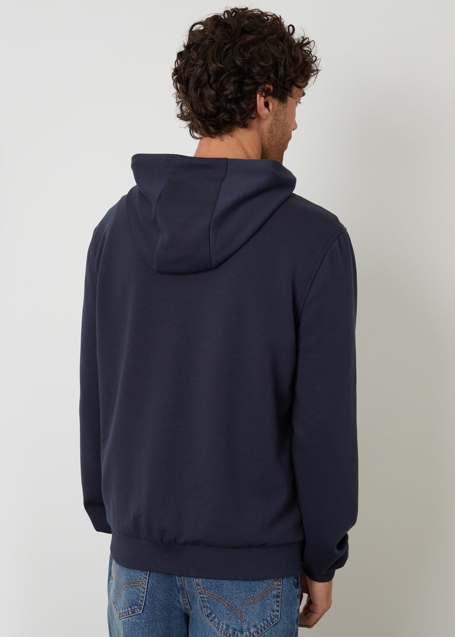 Threadbare Navy Quilted Hybrid Hooded Jacket