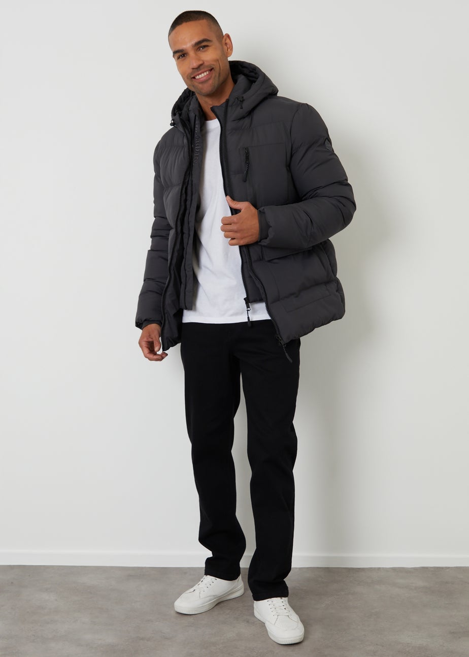 Threadbare Dark Grey Showerproof Double Layer Puffer Jacket