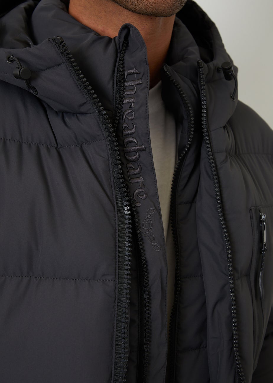 Threadbare Dark Grey Showerproof Double Layer Puffer Jacket