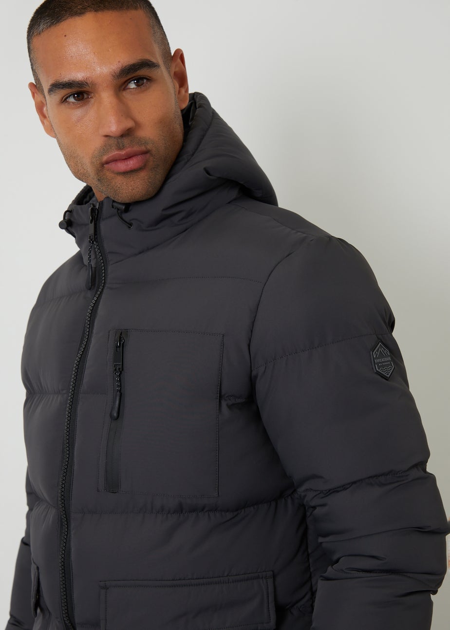 Threadbare Dark Grey Showerproof Double Layer Puffer Jacket