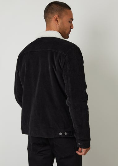 Threadbare Black Borg Lined Corduroy Jacket