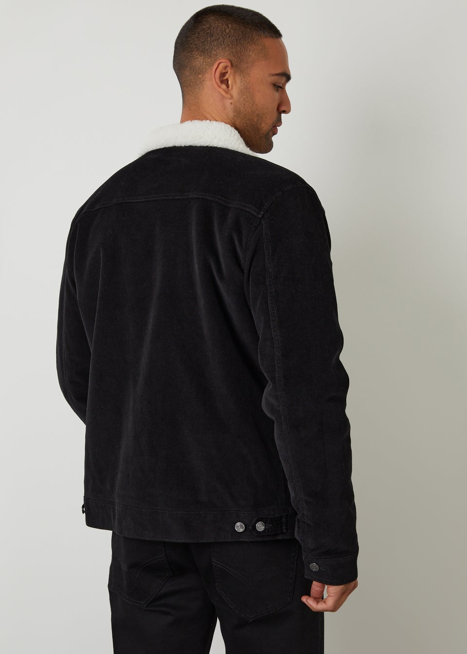 Threadbare Black Borg Lined Corduroy Jacket
