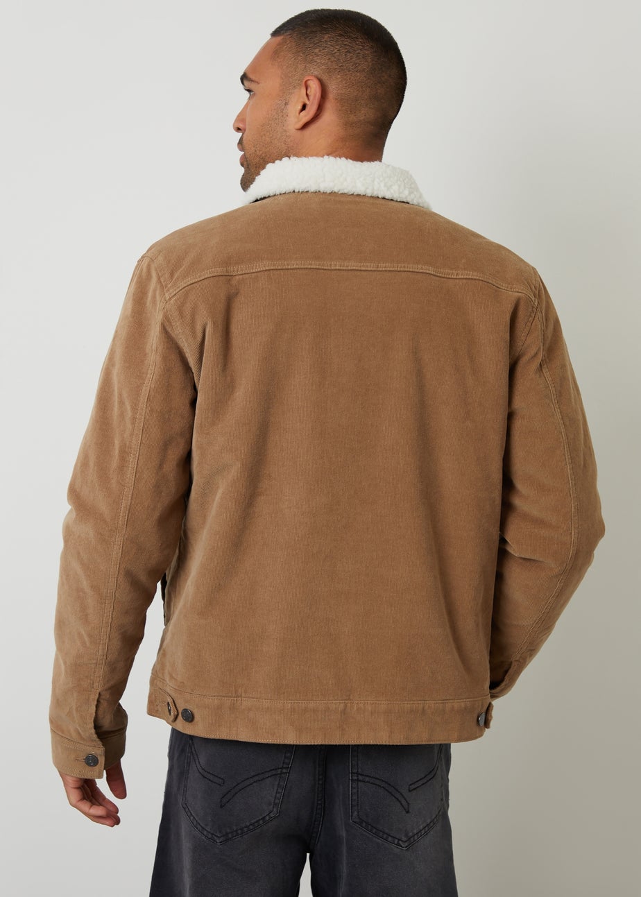 Threadbare Stone Borg Lined Corduroy Jacket