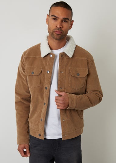Threadbare Stone Borg Lined Corduroy Jacket