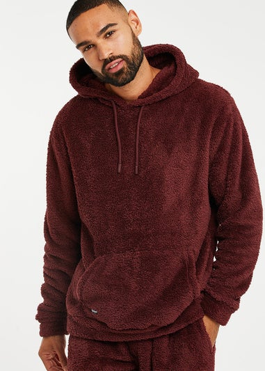 Threadbare Burgundy Borg Lounge Hoodie