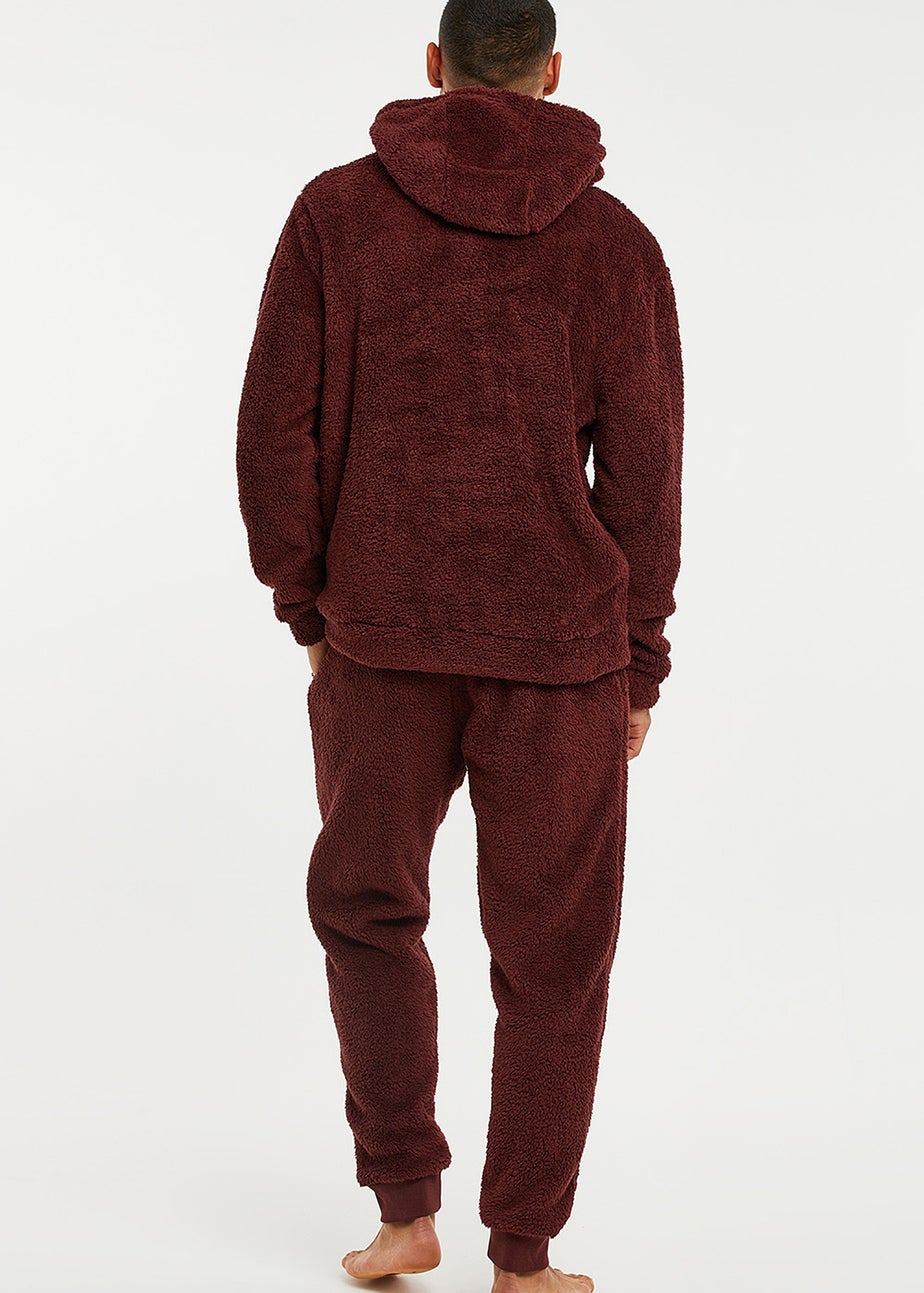 Threadbare Burgundy Borg Lounge Hoodie