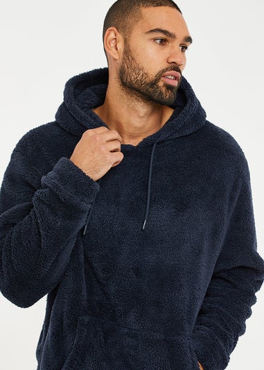 Threadbare Navy Borg Lounge Hoodie