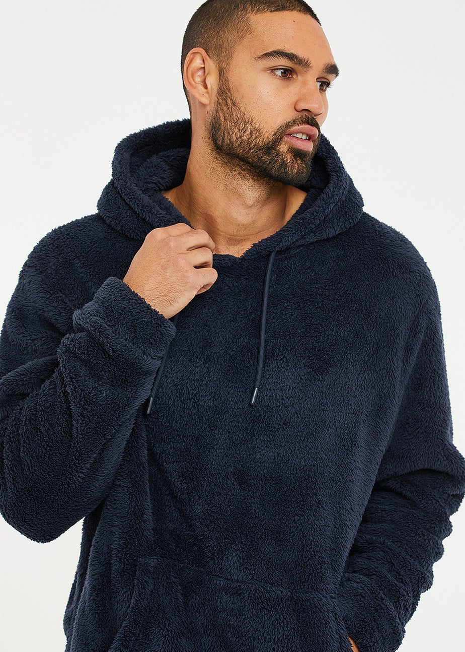 Threadbare Navy Borg Lounge Hoodie
