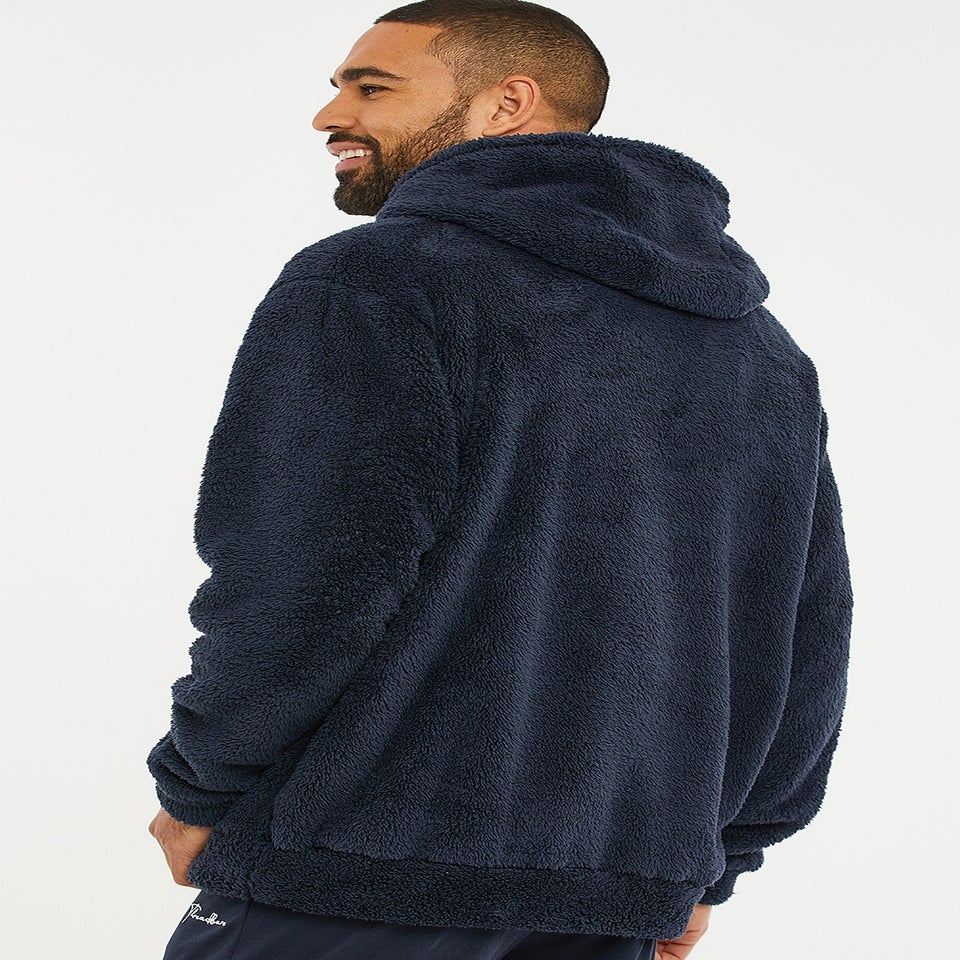 Threadbare Navy Borg Lounge Hoodie