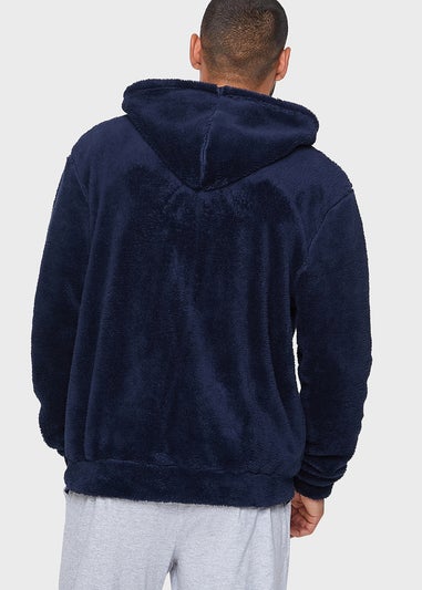 Threadbare Navy Borg Zip Through Hoody