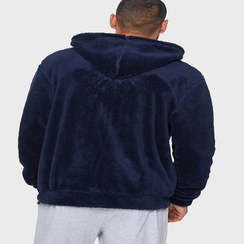 Threadbare Navy Borg Zip Through Hoody