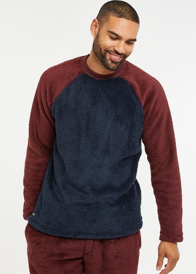 Threadbare Burgundy Borg Loungewear Set