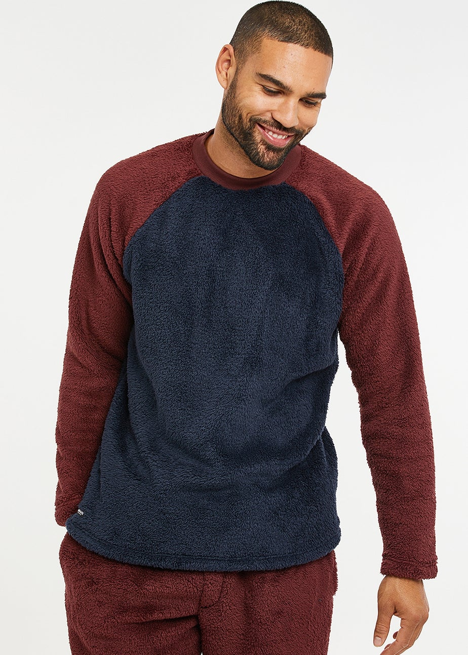 Threadbare Burgundy Borg Loungewear Set