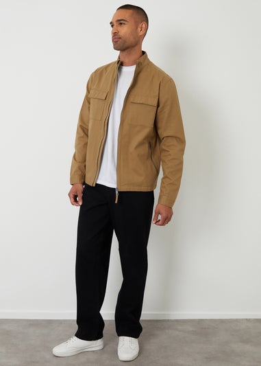 Threadbare Stone Cotton Twill Lightweight Funnel Neck Jacket