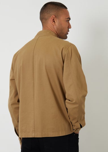 Threadbare Stone Cotton Twill Lightweight Funnel Neck Jacket