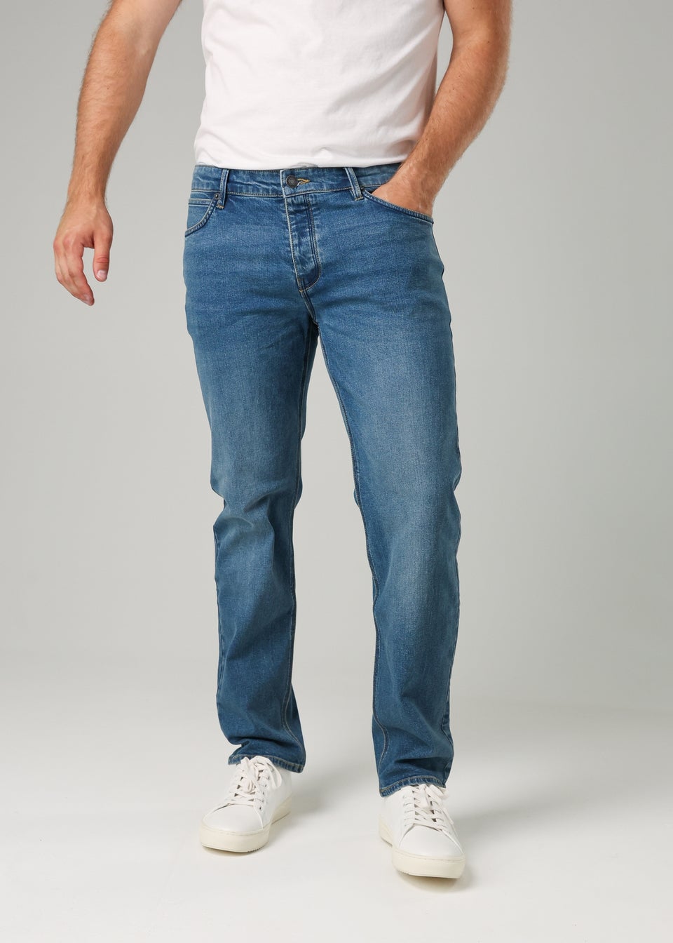 French Connection Light Blue Cotton Straight Leg Stetch Denim Jeans