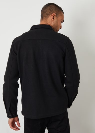 Threadbare Black Faux Wool Button Up Shacket