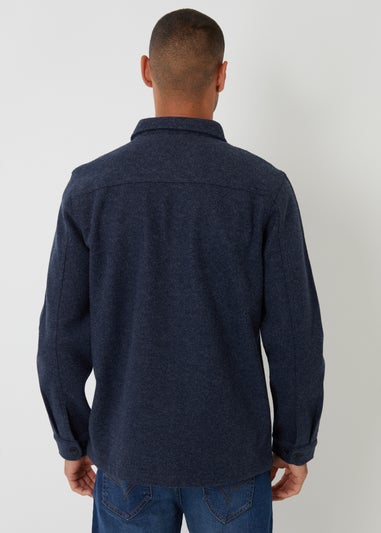Threadbare Navy Faux Wool Button Up Shacket