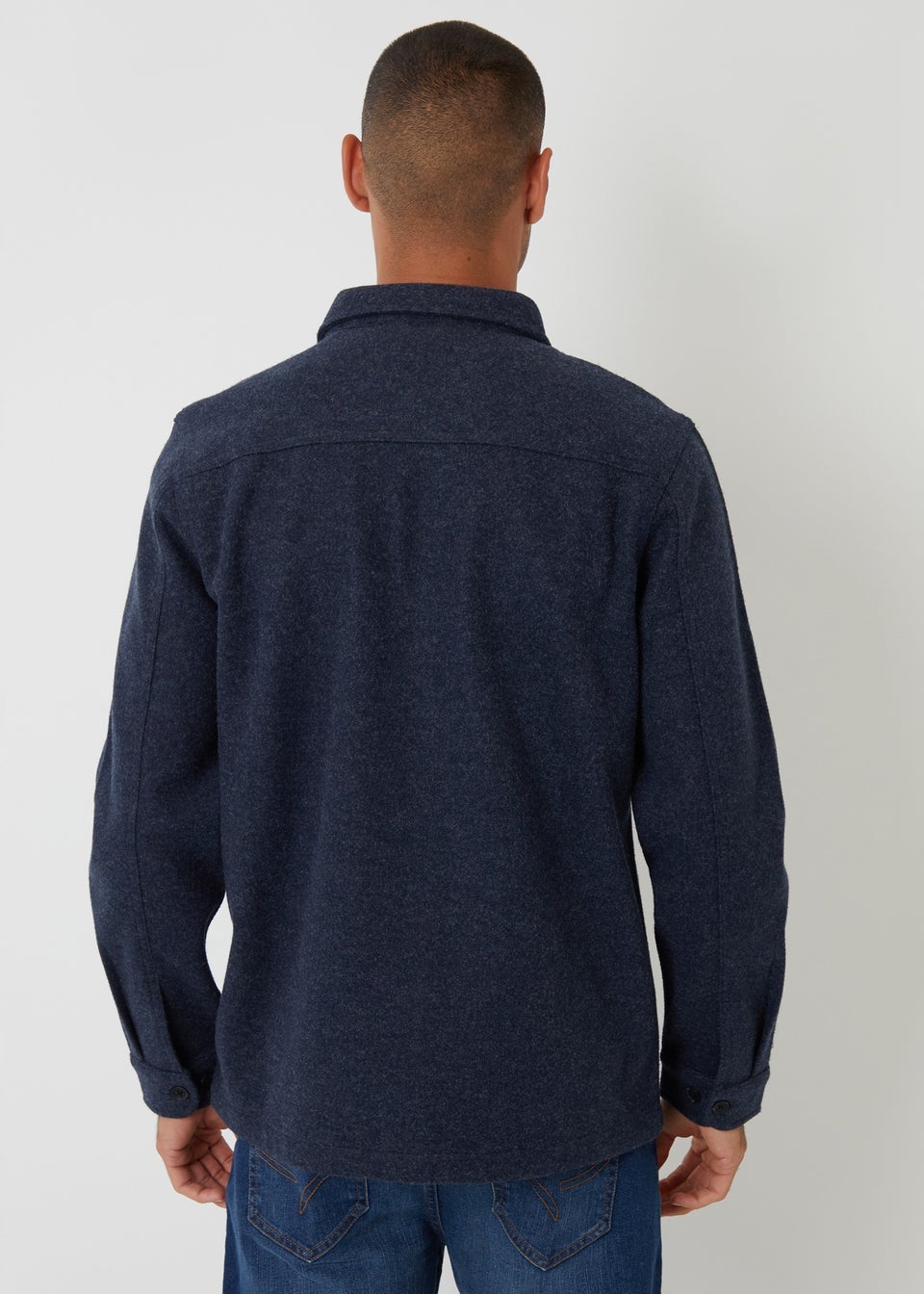 Threadbare Navy Faux Wool Button Up Shacket