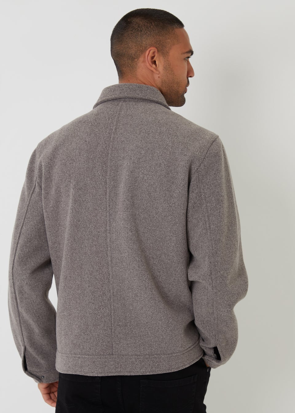 Threadbare Taupe Brushed Collared Lightweight Utility Jacket