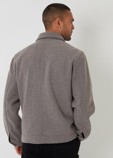 Threadbare Taupe Brushed Collared Lightweight Utility Jacket