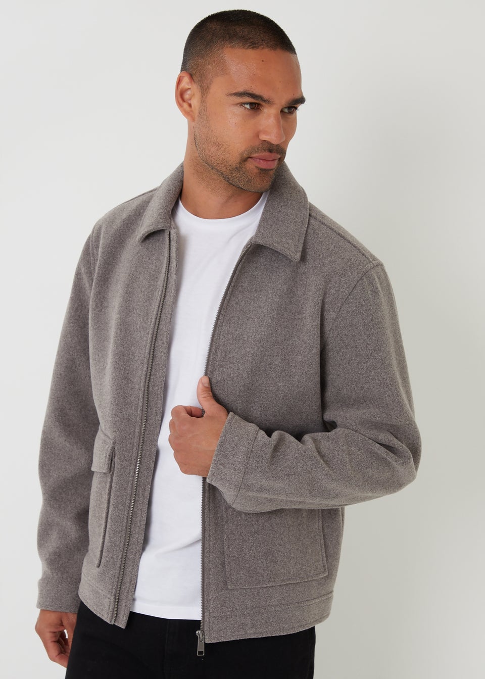 Threadbare Taupe Brushed Collared Lightweight Utility Jacket
