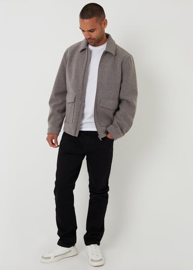 Threadbare Taupe Brushed Collared Lightweight Utility Jacket
