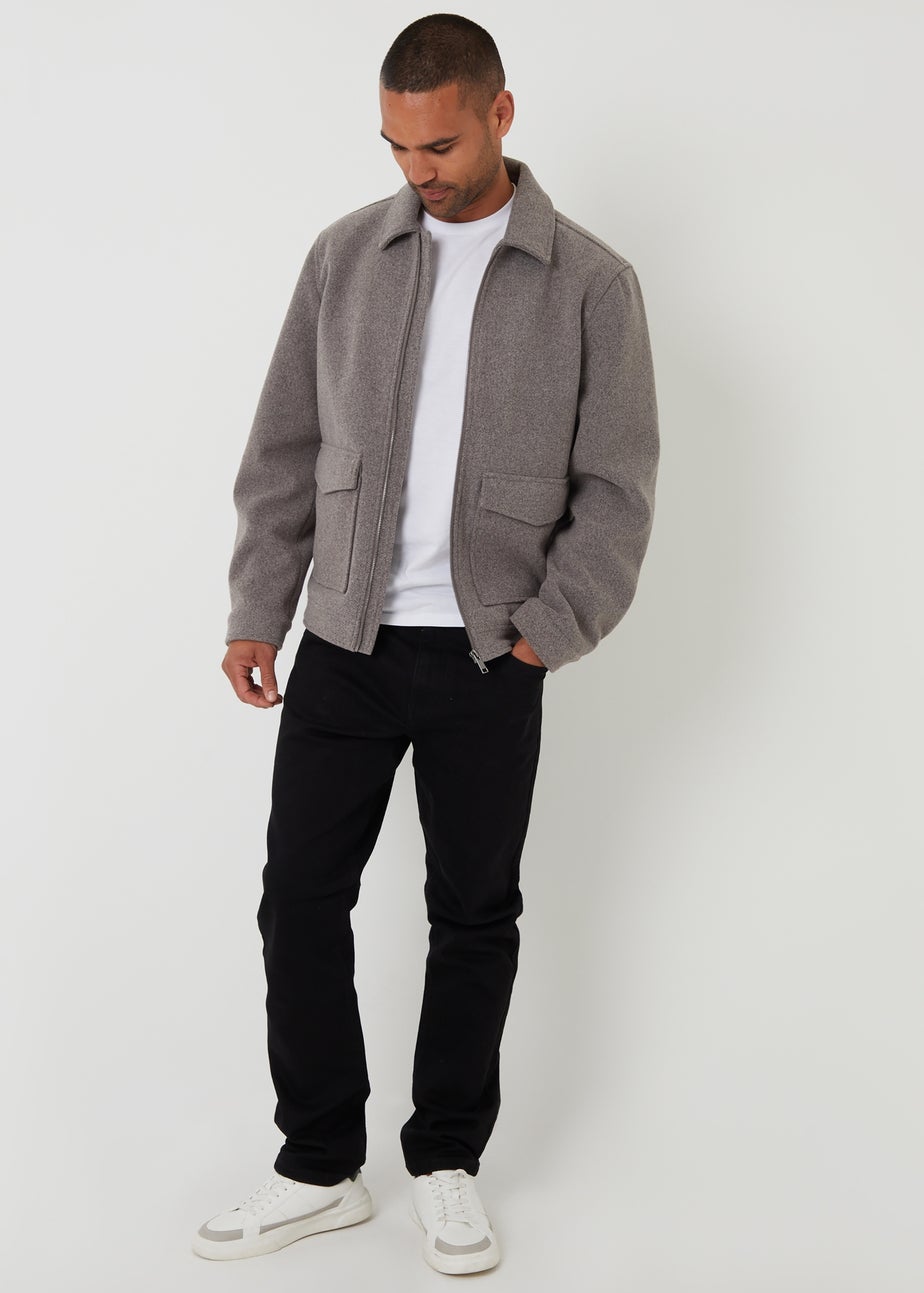 Threadbare Taupe Brushed Collared Lightweight Utility Jacket