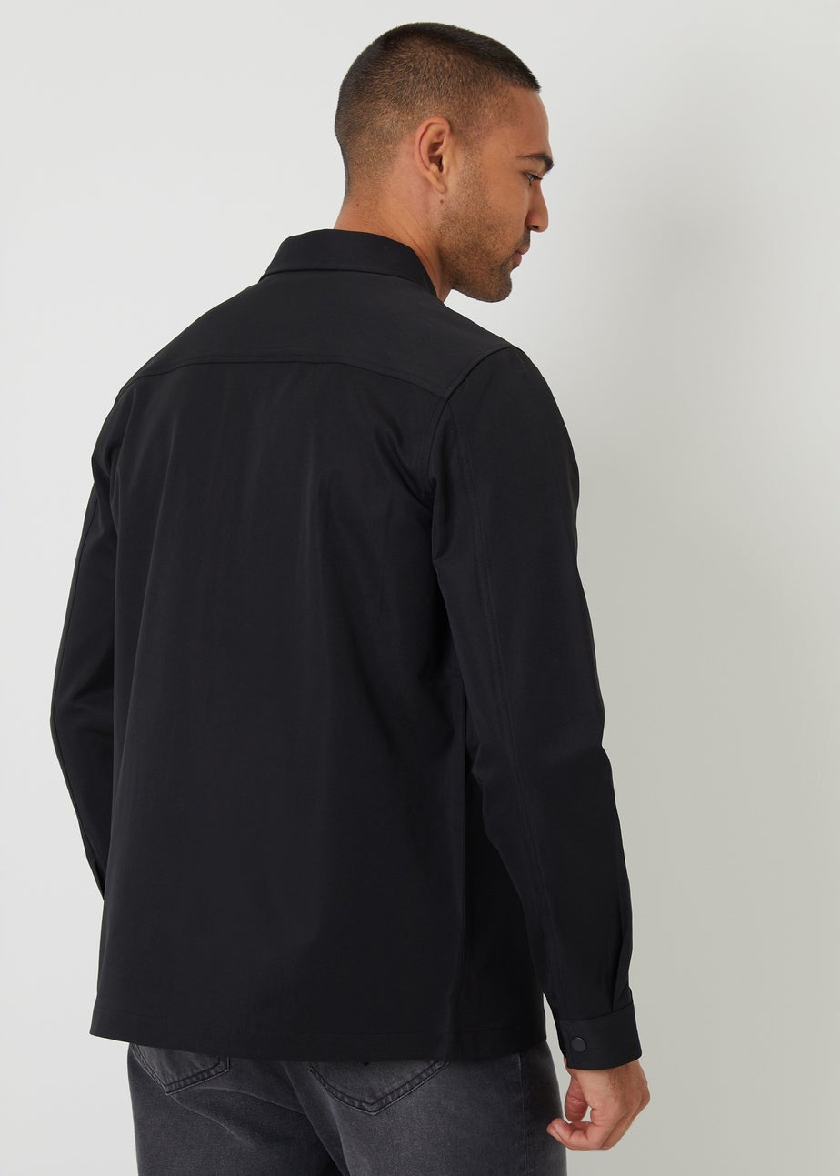 Threadbare Black Cargo Pocket Twill Shacket