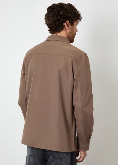 Threadbare Brown Cargo Pocket Twill Shacket