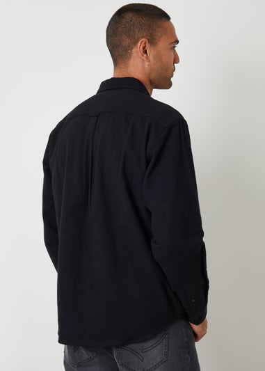 Threadbare Black Cotton Flannel Relaxed Fit Shirt