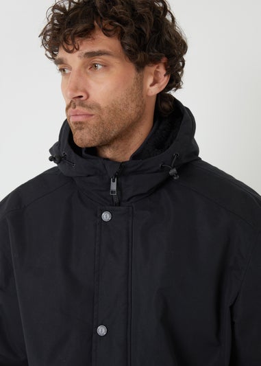 Threadbare Black Microfleece Lined Hooded Lightweight Jacket