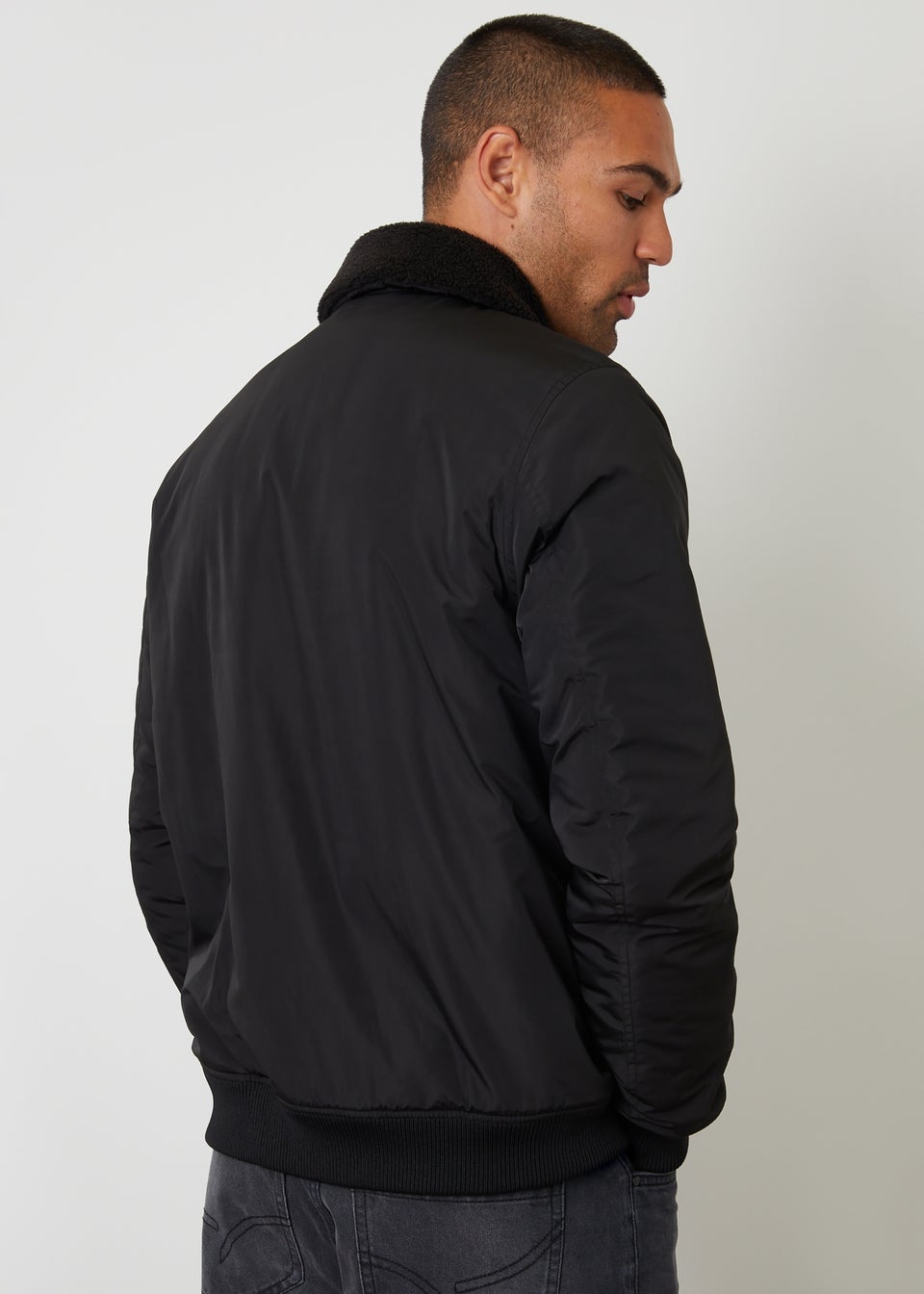 Threadbare Black Borg Lined Collared Jacket