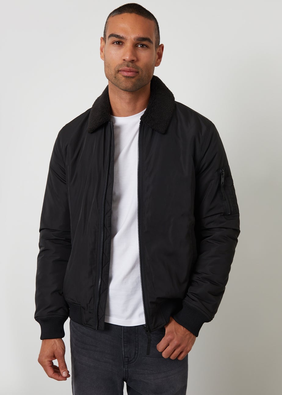 Threadbare Black Borg Lined Collared Jacket