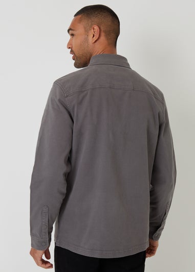 Threadbare Dark Grey Cotton Snap Fastening Shacket