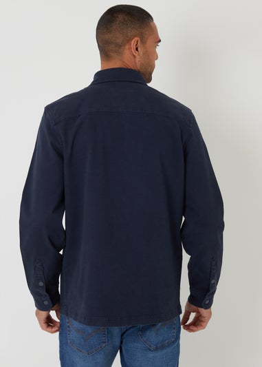 Threadbare Navy Cotton Snap Fastening Shacket